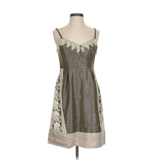 Anthropologie Moulinette Soeurs Rainwashed Shale Dress W/Crochet Eyelet Lace 10 - Picture 3 of 7